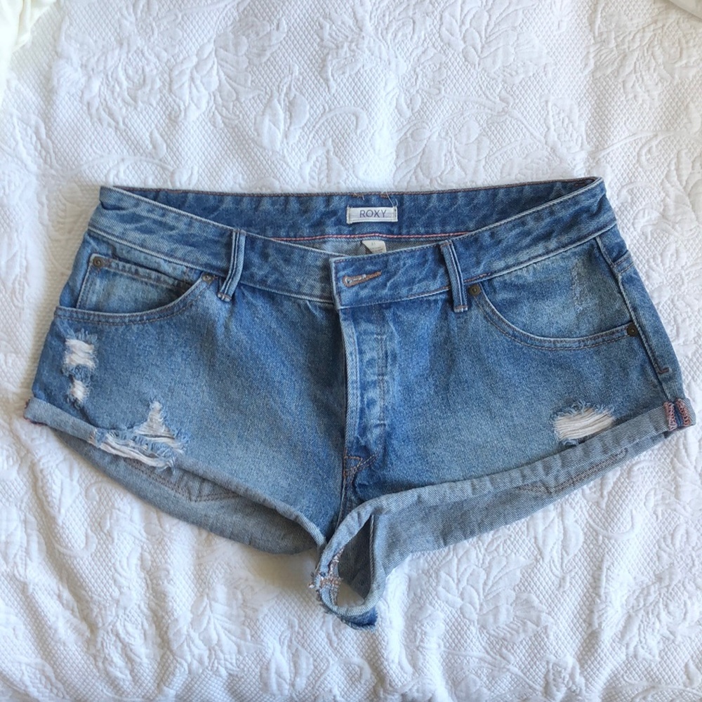 Roxy Blue denim cut off short shorts - 31